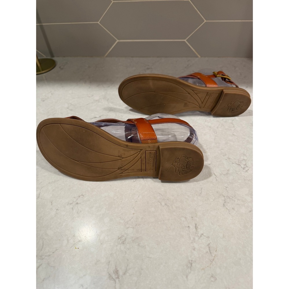 Franco Sarto Gabby 2 Cognac Leather Strappy Toe Loop Flat Sandals Womens 9M - Picture 10 of 12